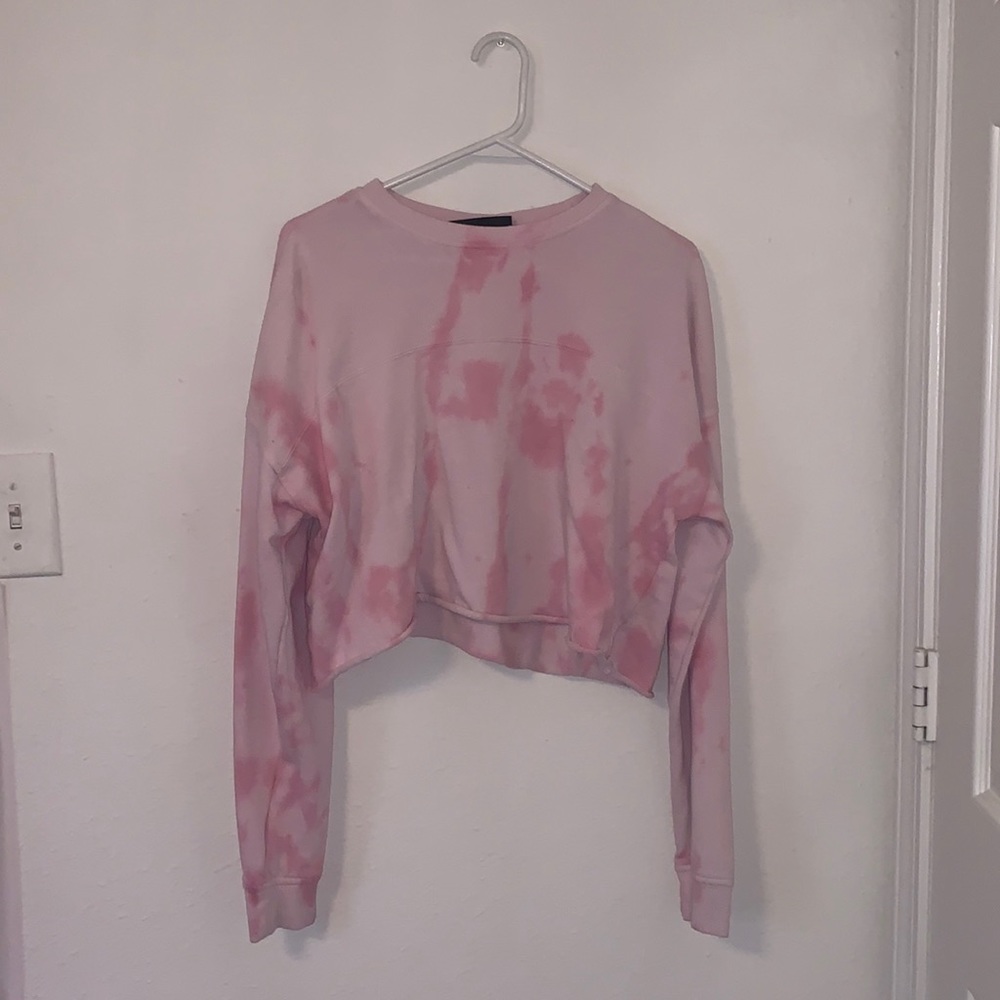 CUSTOM DONE : custom pink tye dye cropped sweater , size medium